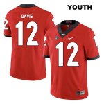 Youth Georgia Bulldogs NCAA #12 Rian Davis Nike Stitched Red Legend Authentic College Football Jersey UHT6654IX